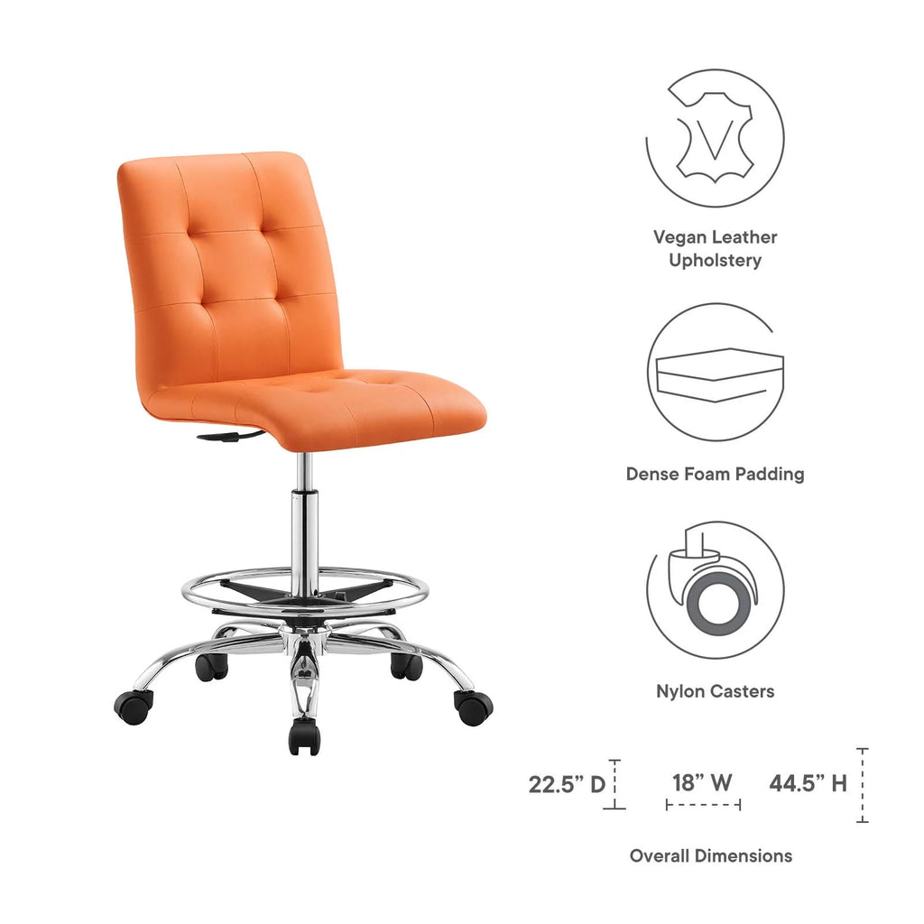 Armless Vegan Leather Drafting Chair P84699