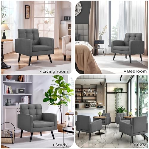 Beige PU Leather Accent Chair with Wood Legs W44491