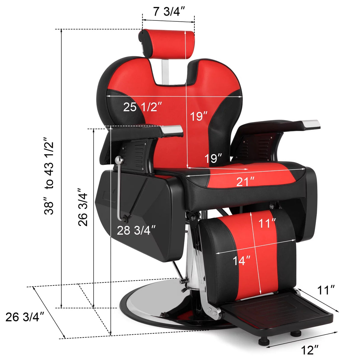 Heavy Duty Barber Chair with 360 Degree Swivel Hydraulic Pump Z396