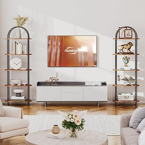 5 Tier Arched Wooden Bookshelf Metal Frame W917105